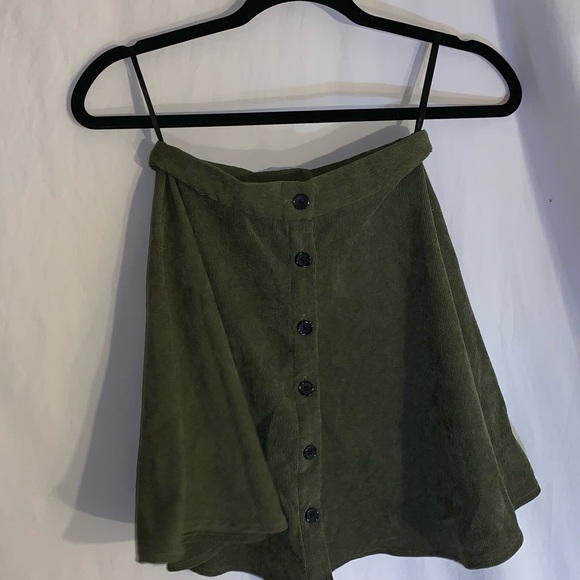 Army Green Button Up Skirt - Picture 1 of 3